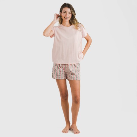 Pigiama corto manica ampia cotone Villa rosa
