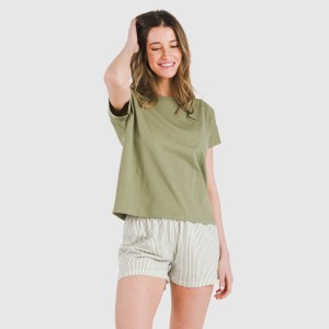Pigiama corto manica ampia cotone Raya Mozarabe verde 2