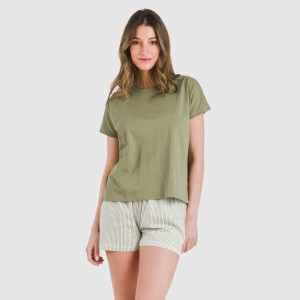 Pigiama corto manica ampia cotone Raya Mozarabe verde