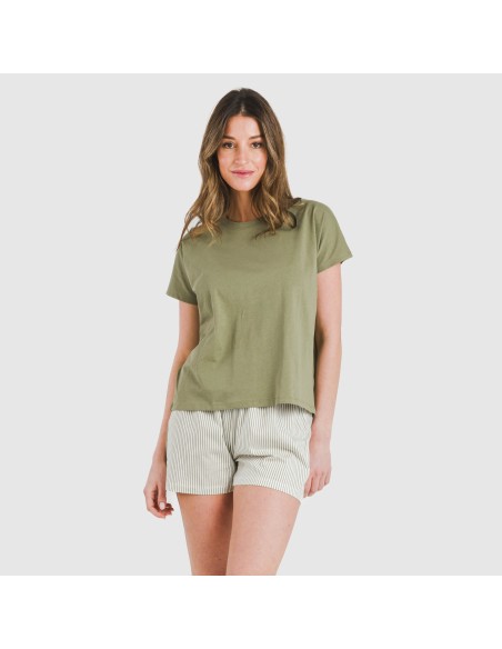 Pigiama corto manica ampia cotone Raya Mozarabe verde Pigiama corto manica ampia cotone Raya Mozarabe verde