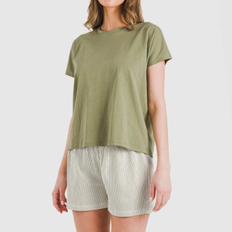 Pigiama corto manica ampia cotone Raya Mozarabe verde