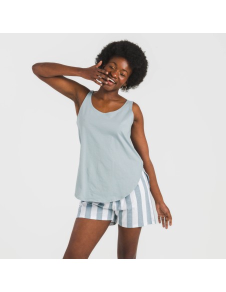 Pigiama corto canotta cotone Raya Elvis indaco