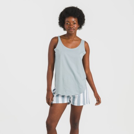 Pigiama corto canotta cotone Raya Elvis indaco