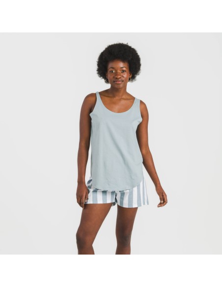 Pigiama corto canotta cotone Raya Elvis indaco