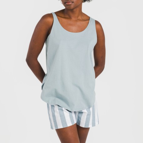 Pigiama corto canotta cotone Raya Elvis indaco