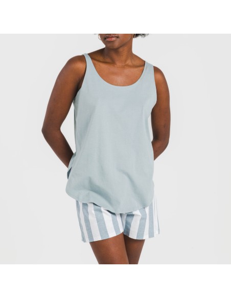 Pigiama corto canotta cotone Raya Elvis indaco