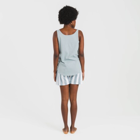 Pigiama corto canotta cotone Raya Elvis indaco