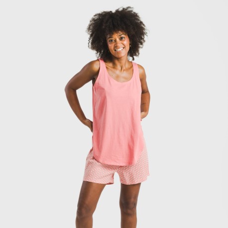 Pigiama corto canotta cotone Sassy corallo
