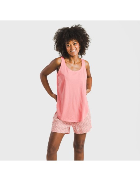 Pigiama corto canotta cotone Sassy corallo