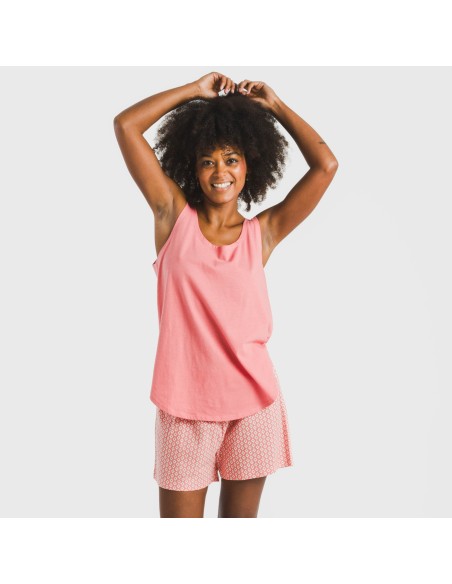 Pigiama corto canotta cotone Sassy corallo