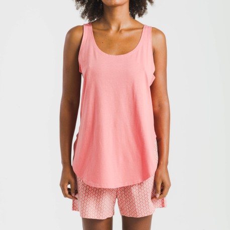 Pigiama corto canotta cotone Sassy corallo
