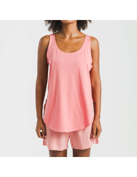 Pigiama corto canotta cotone Sassy corallo