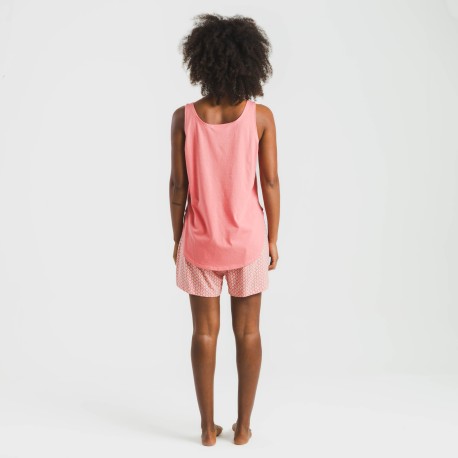 Pigiama corto canotta cotone Sassy corallo
