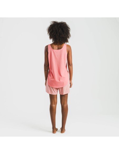 Pigiama corto canotta cotone Sassy corallo