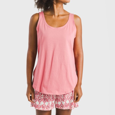 Pigiama corto canotta cotone Azucena marsala