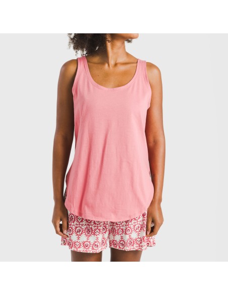 Pigiama corto canotta cotone Azucena marsala Pigiama corto canotta cotone Azucena marsala
