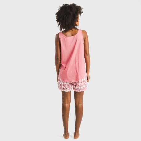 Pigiama corto canotta cotone Azucena marsala