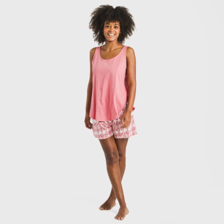 Pigiama corto canotta cotone Azucena marsala