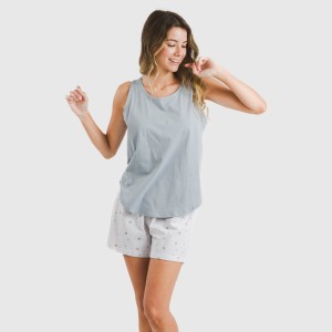 Pigiama corto canotta cotone Condy indaco 2