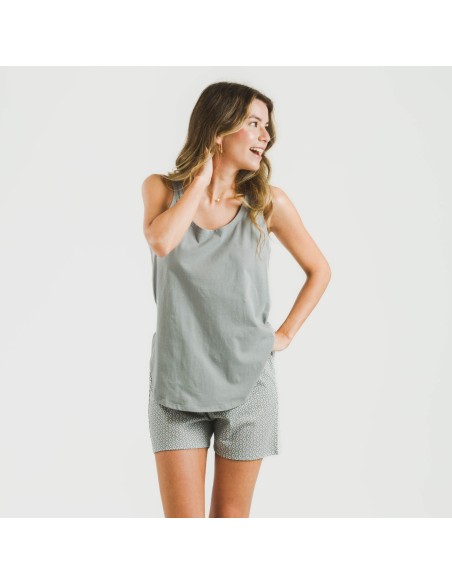 Pigiama corto canotta cotone Sassy verde Pigiama corto canotta cotone Sassy verde