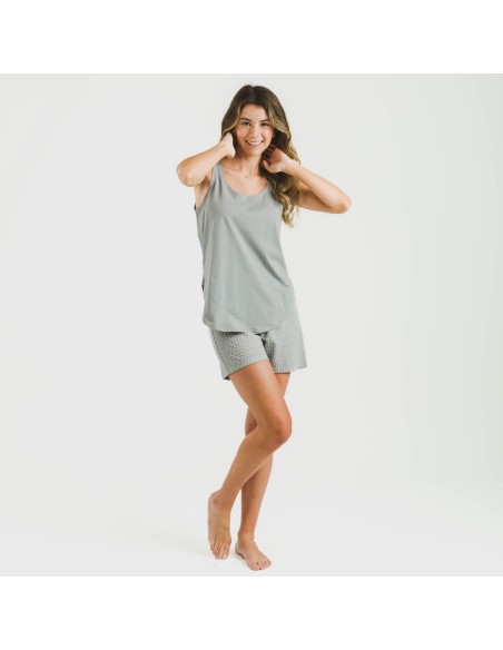 Pigiama corto canotta cotone Sassy verde Pigiama corto canotta cotone Sassy verde