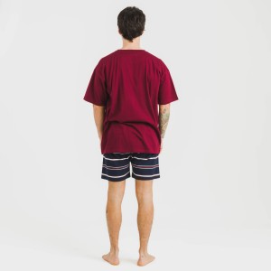 Pigiama corto cotone uomo Lucio bordeaux 2
