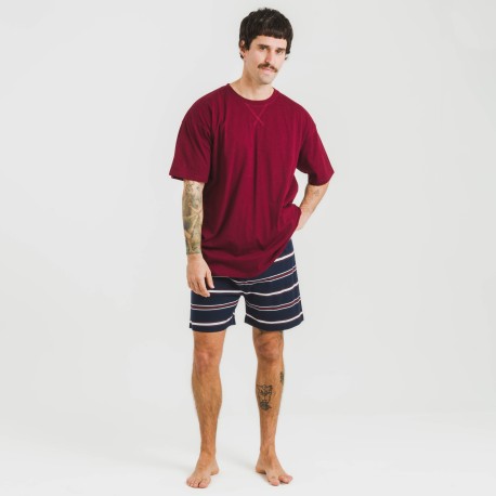 Pigiama corto cotone uomo Lucio bordeaux