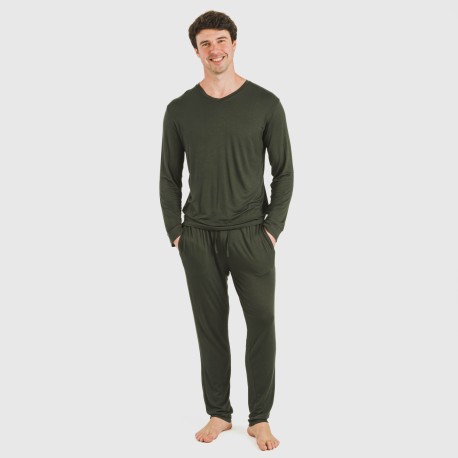 Pigiama lungo viscosa uomo tinta unita