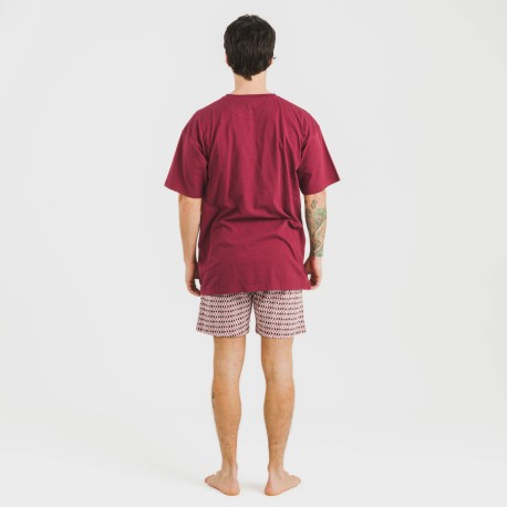 Pigiama corto cotone uomo Jannat bordeaux