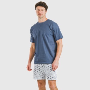Pigiama corto cotone uomo Saachi blu