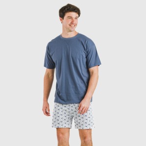 Pigiama corto cotone uomo Saachi blu 2