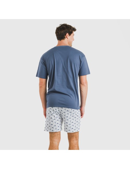 Pigiama corto cotone uomo Saachi blu Pigiama corto cotone uomo Saachi blu