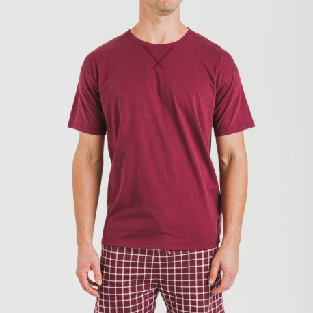 Pigiama corto cotone uomo Cuadro Roberto bordeaux