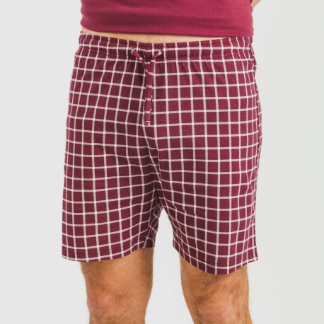 Pigiama corto cotone uomo Cuadro Roberto bordeaux