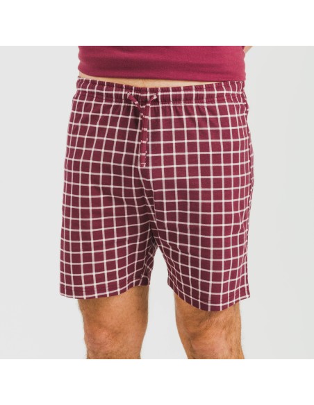 Pigiama corto cotone uomo Cuadro Roberto bordeaux Pigiama corto cotone uomo Cuadro Roberto bordeaux