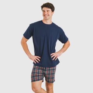 Pigiama corto cotone uomo Cuadro Cefiro blu 2