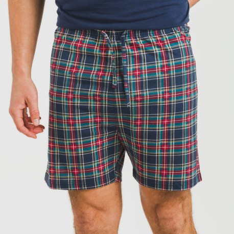 Pigiama corto cotone uomo Cuadro Cefiro blu