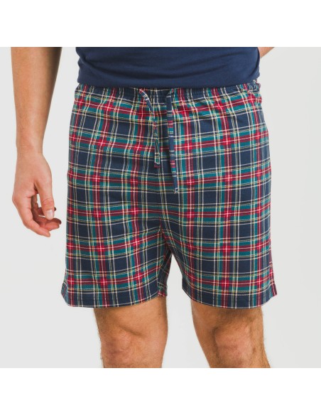 Pigiama corto cotone uomo Cuadro Cefiro blu