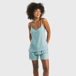 Pigiama con spalline soft Walia blu acqua