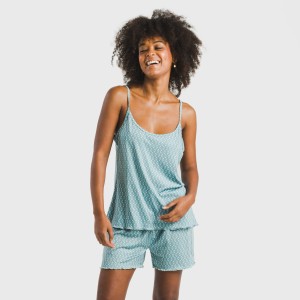 Pigiama con spalline soft Walia blu acqua 2