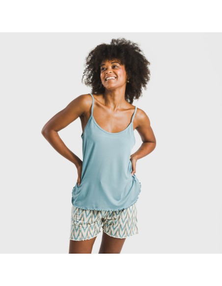 Pigiama con spalline soft Alfa blu acqua