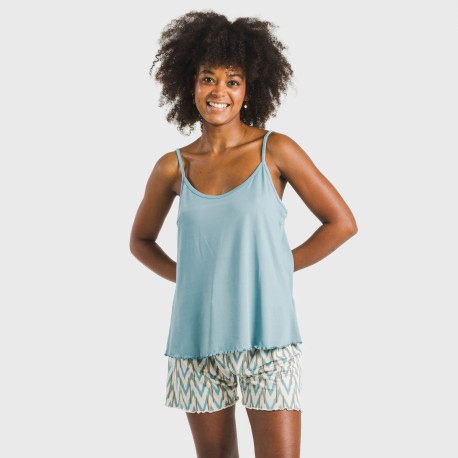 Pigiama con spalline soft Alfa blu acqua