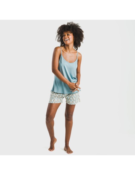 Pigiama con spalline soft Alfa blu acqua