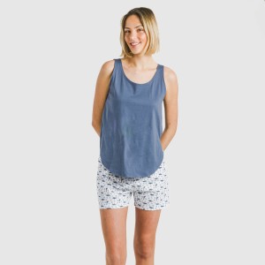 Pigiama corto canotta cotone Saachi blu