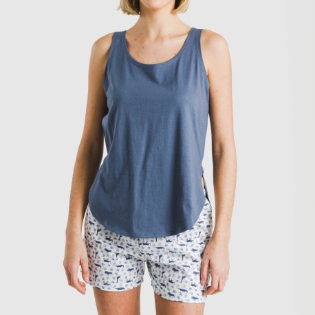 Pigiama corto canotta cotone Saachi blu