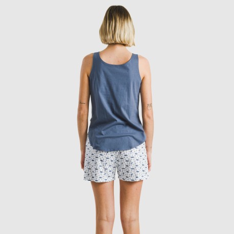 Pigiama corto canotta cotone Saachi blu