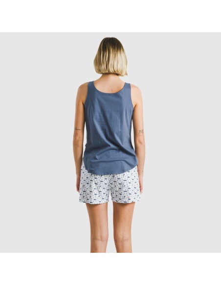 Pigiama corto canotta cotone Saachi blu Pigiama corto canotta cotone Saachi blu