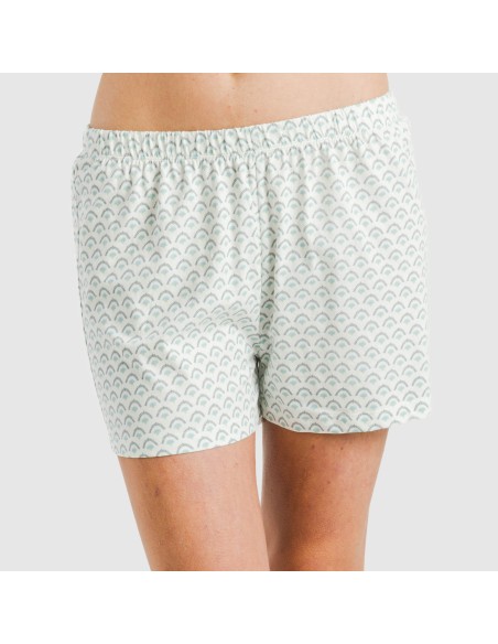 Pigiama corto manica ampia cotone Xenia verde azulado Pigiama corto manica ampia cotone Xenia verde azulado