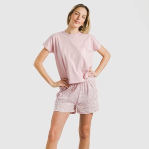 Pigiama corto manica ampia cotone Lauri rosa