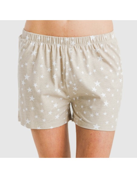 Pigiama corto manica ampia cotone Estrellita sabbia Pigiama corto manica ampia cotone Estrellita sabbia